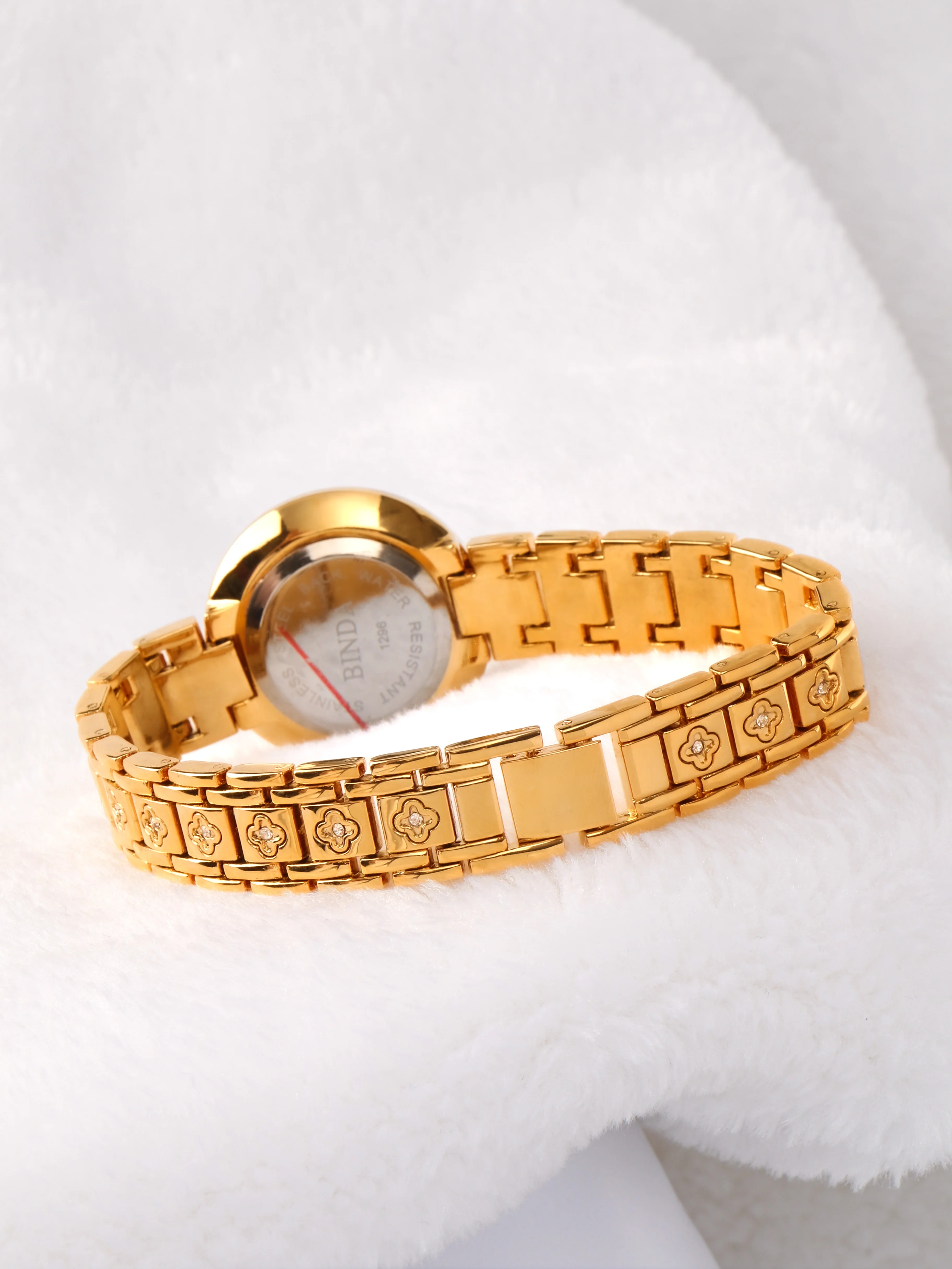 ساعة BINDA للسيدات بسوار كوارتز ذهبي، حزام مطلي بالذهب، قرص للعملات المعدنية، ساعة هدية أنيقة مع صندوق هدايا جميل