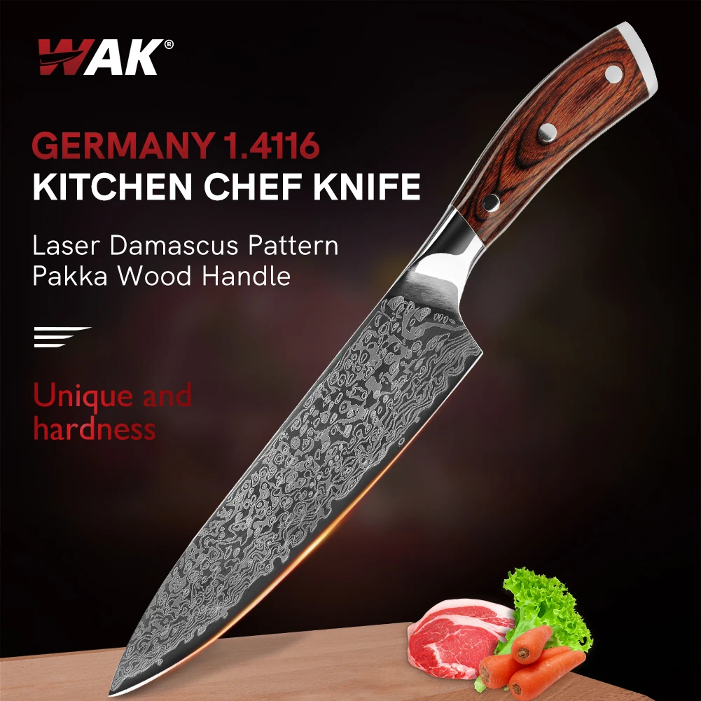 

WAK Kitchen Chef Knife Germany 1.4116 Stainless Steel Kitchen Knife With Ergonomic Pakka Wood Handle Vegetable Meat Sharp Knives