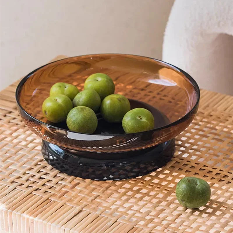 American Light Luxury Glass Fruit Plate Home Living Room Tea Table Storage Box Candy Nut Plate Snacks Placement Plate