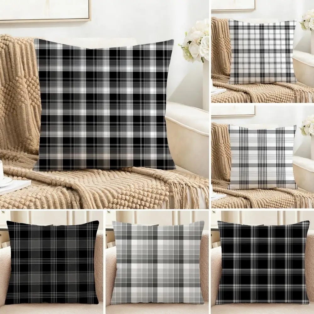 Minimal Modern Art B-Black White And Gray Cushion Cover Cozy Pillowcase Holiday House Interior Sofa Bedroom Accessories