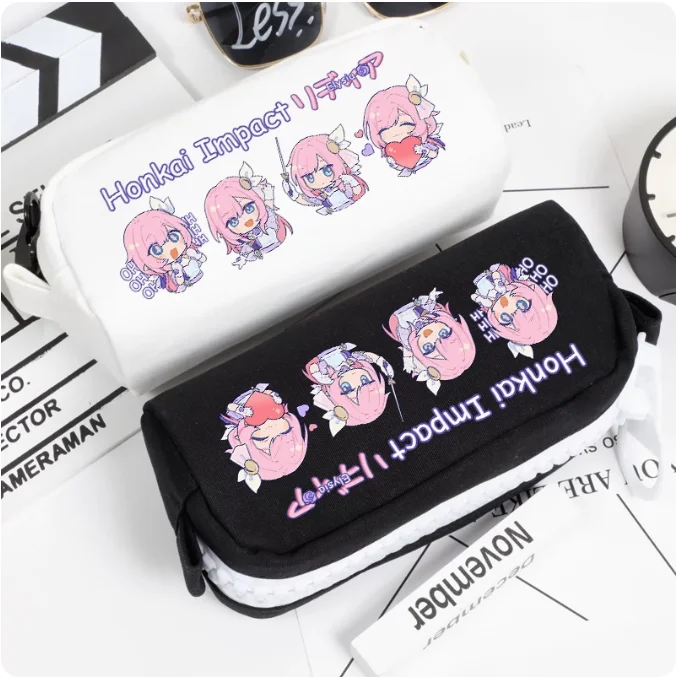 anime honkai impacto elysia lapis case oxford lona bolsa de armazenamento caixa de lapis pencilcase escola caneta bolsa 1700 01