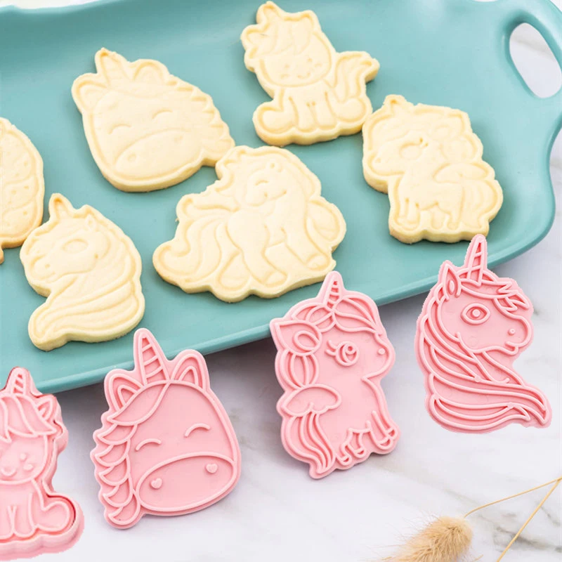 

6 шт., формочки для печенья в форме единорога, штамп для тиснения печенья, мультяшная прессованная форма для печенья, помадка, сыр, выпечка, кондитерские инструменты