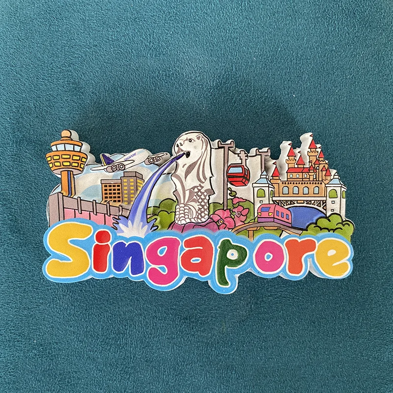 

Singapore Asia Fridge Magnet with Merlion, Castle, Cable Car & Tower, Cute Home Decor & Room Decoration Refrigerator Accessory