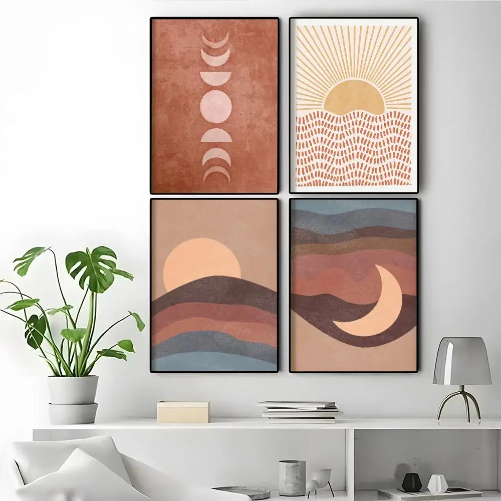 Morandi Color Matching Abstract Sun Moon Interior Room Decoration Hipster Room Vibe Cheap Home Decor Poster