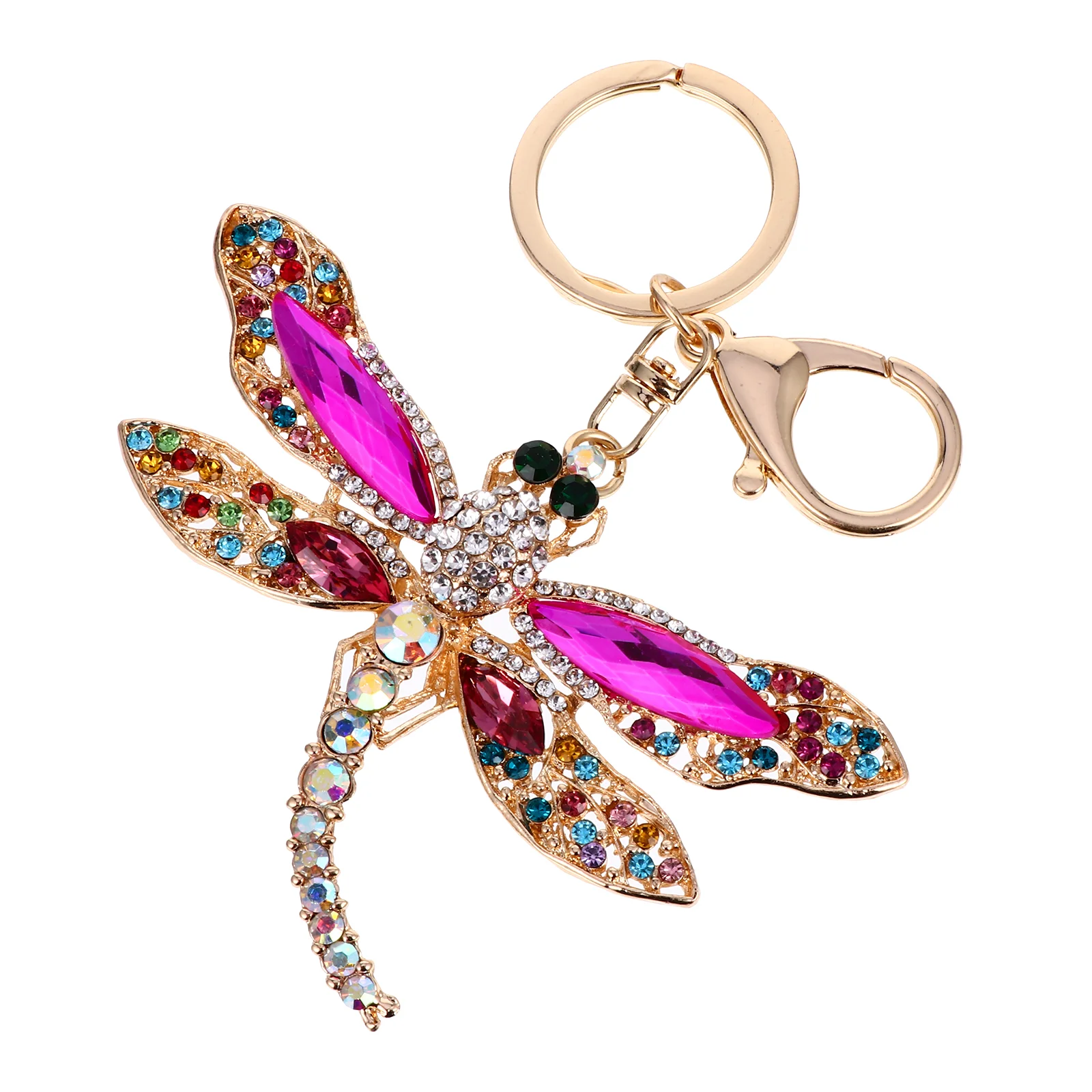 Dragonfly Keychain Shoulder Bag Keyring Diamond Rhinestones Inlaid Winged Zinc Alloy Wallet Sparkle