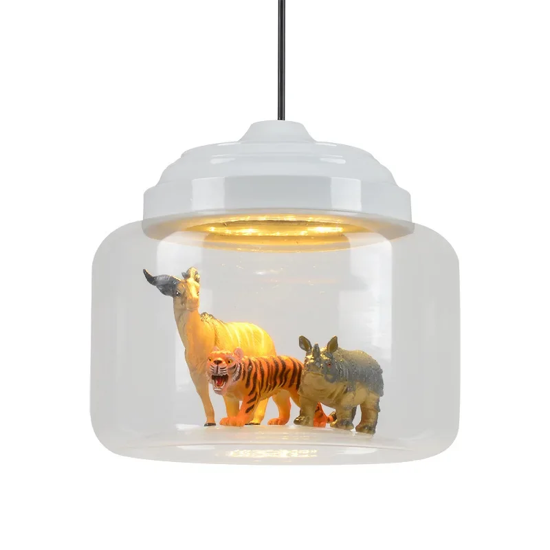 

Nordic Cartoon Pendant Lights Led Lighting Cute Animal Hanging Lamps for Children Room Light Glass Lamp Bedroom Home Decor Gift