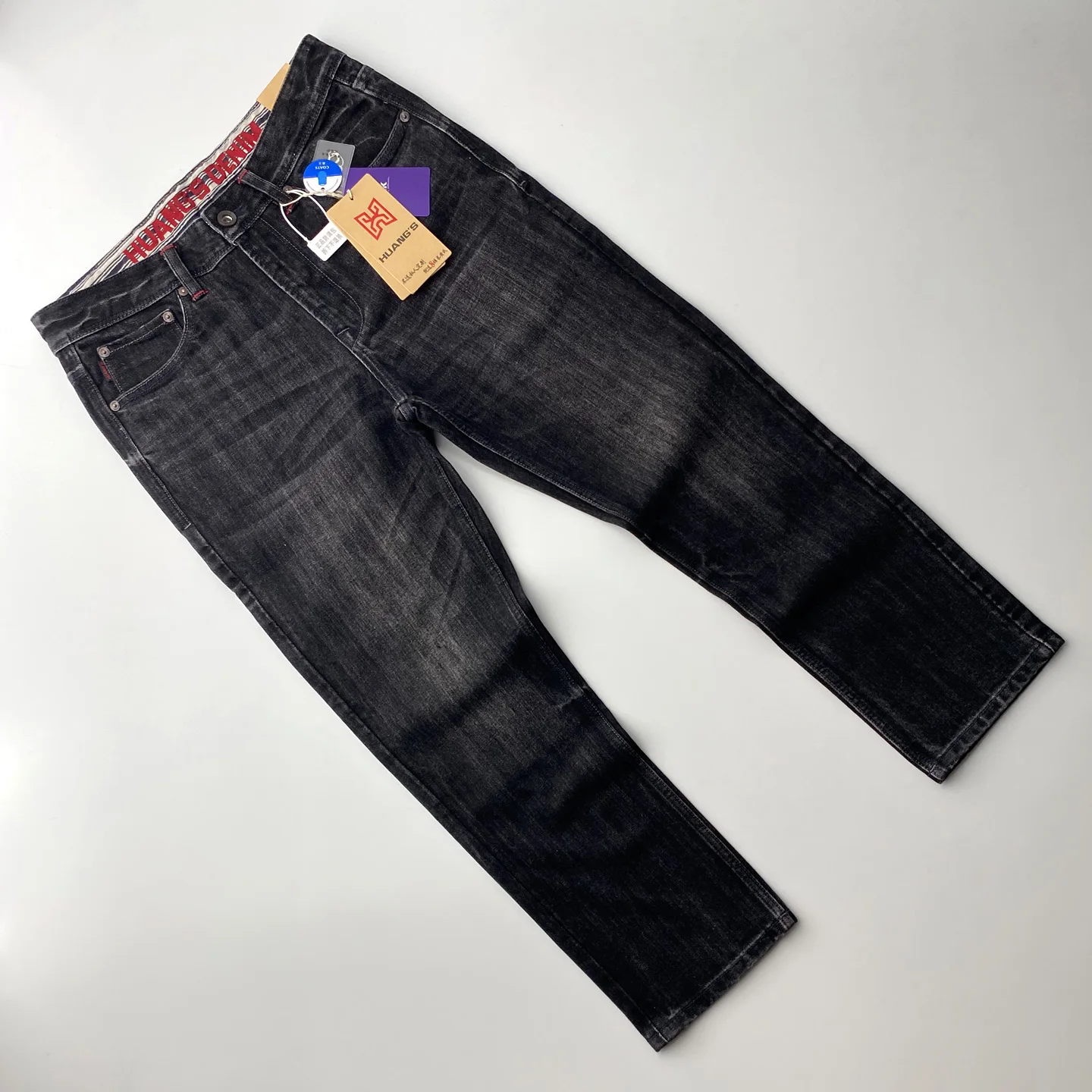 

Classic American Retro Men's Jeans Cotton Washed Loose Straight Leg Thickened Autumn Winter Deep Grey Casual Leisure