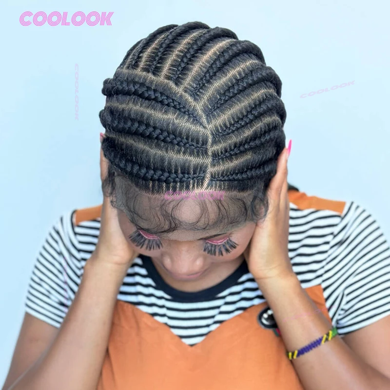 

36-дюймовые плетеные парики с боковой частью, синтетический парик для женщин, косичка, полный кружевной плетеный парик