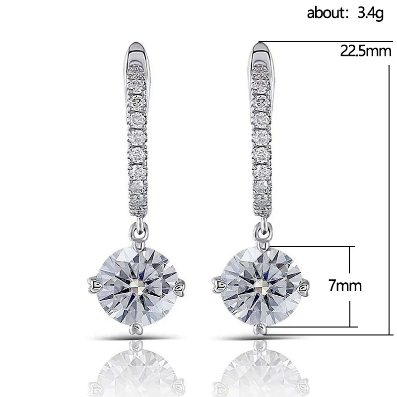 New Fashion Women 925 SIlver Needle Earrings Shiny Crystal Cubic Zircon Stone Earrings Female Contracted Hot Jewelry Girl Gift