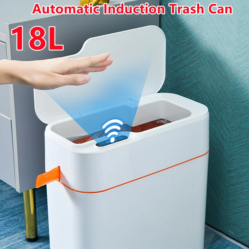 Induction Trash Can Smart Sensor Garbage Bin Automatic Packing 18L Kitchen Bathroom Waterproof Large Privacy Trash Bin