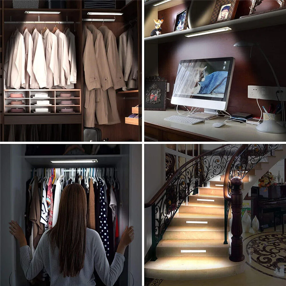 20/40CM LED Night Light Motion Sensor Wireless USB Cabinet Night Light Kitchen Closet Wardrobe Lamp Rechargeable Led Light
