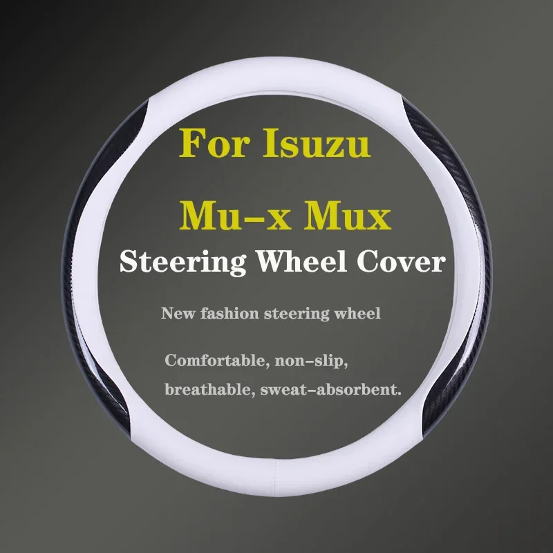 

For Isuzu Mu-x Mux Car Steering Wheel Cover Genuine Leather Carbon Fiber Women Man Summer Winter