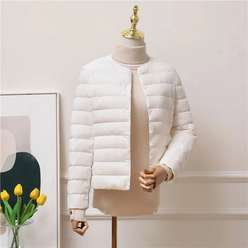 New Autumn Winter White Duck Down Coats Middle-aged Women's Thin Warm Down Jacket Coat Mother Clothing Long Sleeve Down Parkas