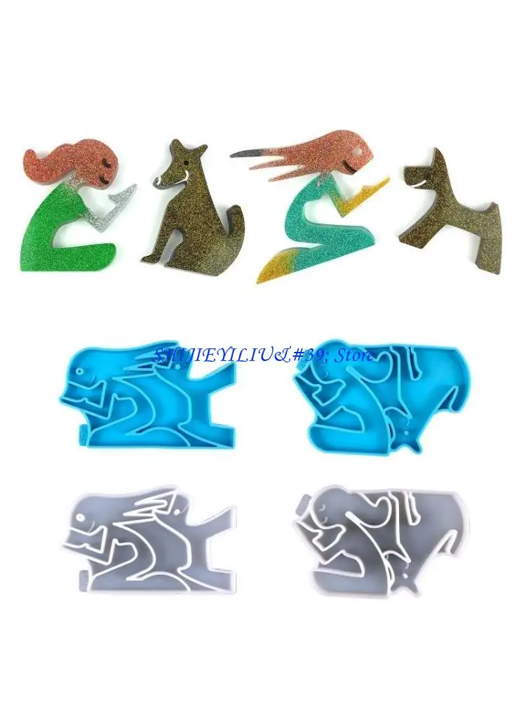 

E21F Dog Pendant Clay Mold with Hole for DIY Keychain Handbag Backpack Decor Crafts
