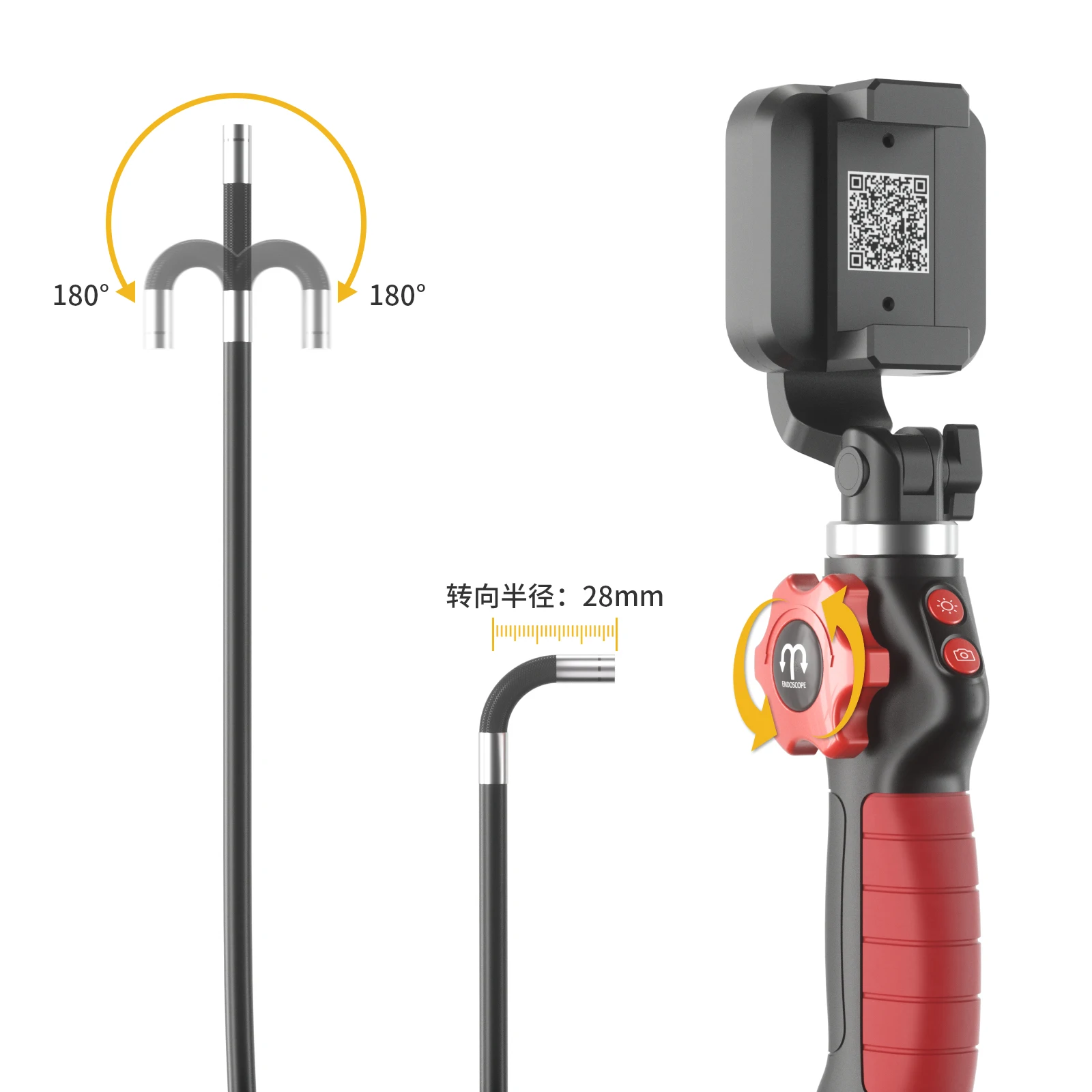 2MP 1080P 6mm  2Way Articulate 180Degree Rotation Steering Industrial Endoscope WIFI  Smart Phone Inspection Microscope Camera