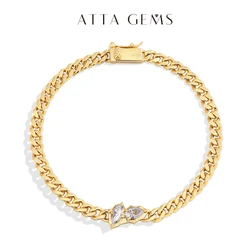 ATTAGEMS 2024 Marquise Pear Excellent Cut 0.9CTW Moissanite Bracelet for Man Women D VVS1 Real S925 Silver Cuba Chain Party Gift