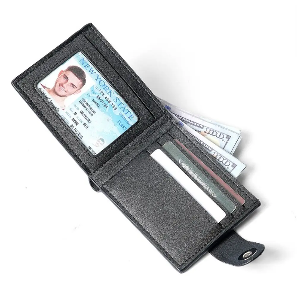 New Mens PU Leather Wallets Men Short Button Wallet Credit/ID Card Holder Coin Purse Fashion Purses Small Money Bag