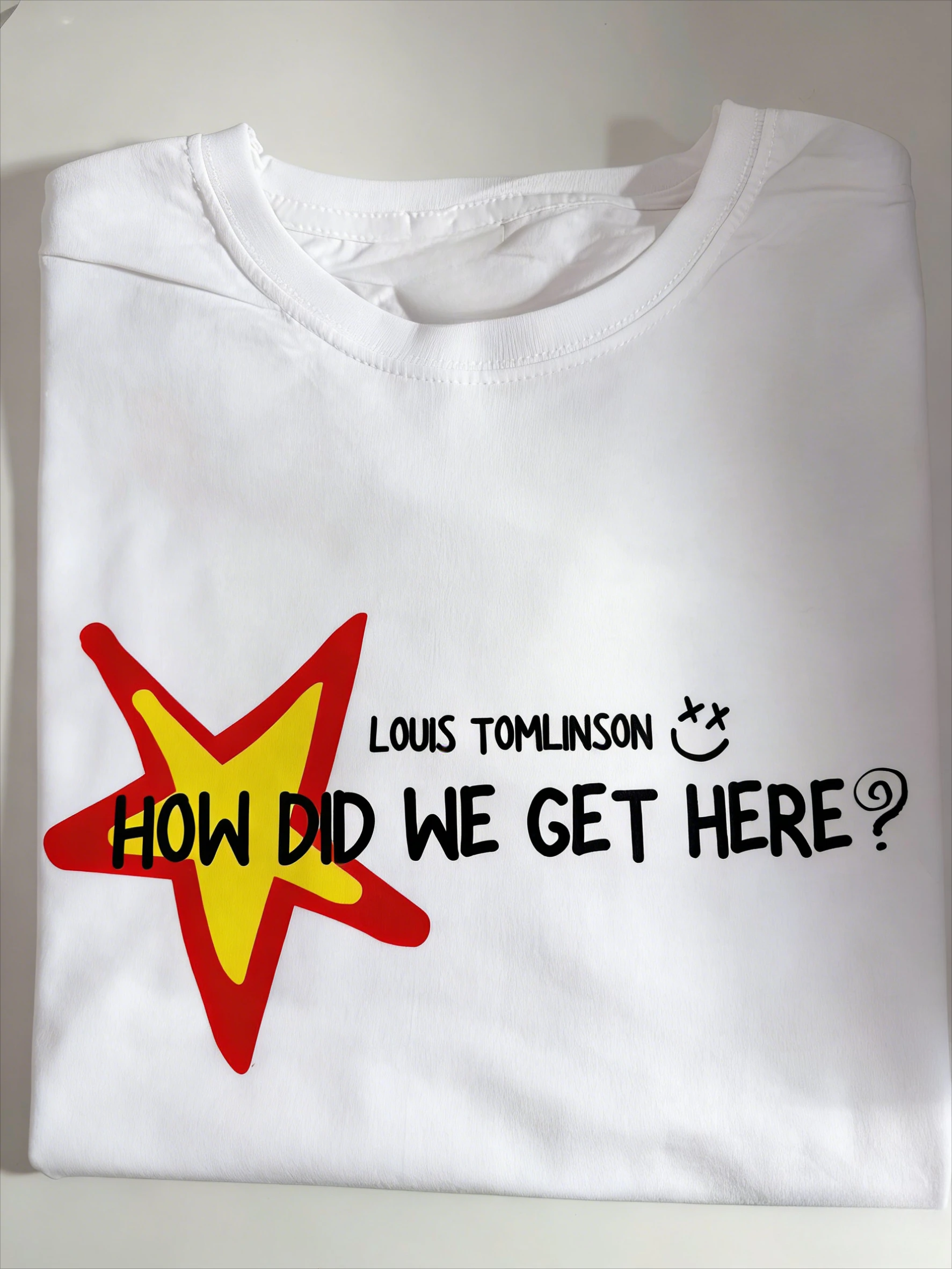 ¿Cómo llegamos a esto? Louis Tomlinson Camiseta HDWGH tour 2026 con gráficos, unisex, 100% algodón, cuello redondo, manga corta, para verano