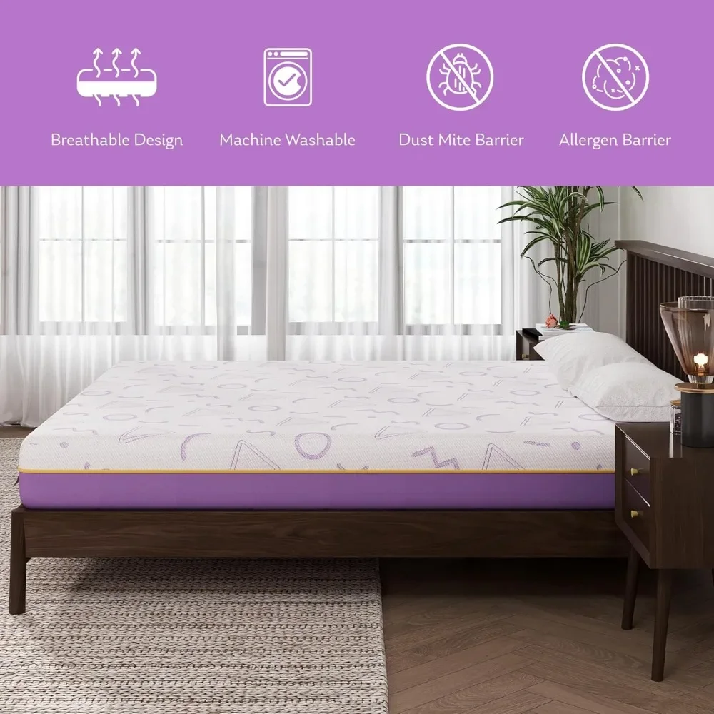 Colchão Queen de 7 polegadas para crianças, colchões de beliche de espuma viscoelástica com protetor de colchão em uma caixa, camas infantis