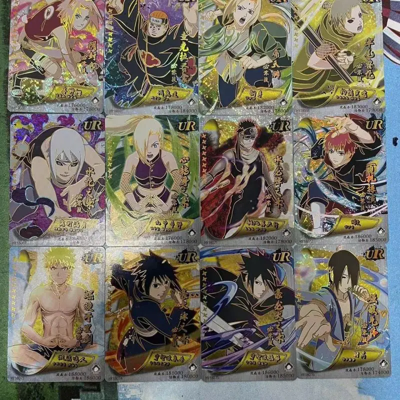 Naruto Rare Ur Toy Card Uchiha Sasuke Uzumaki Naruto Kakashi Anime Characters Bronzing Collection Flash Card Christmas Gift