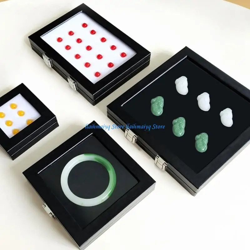 

573B PU Leather Exterior Jewelry Display Case with Transparent Window for Rhinestones