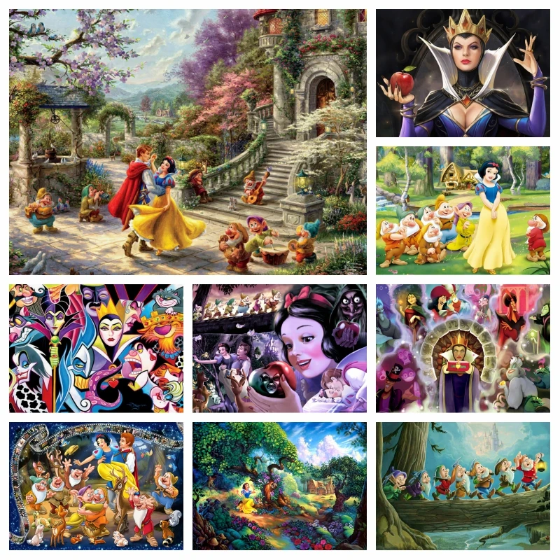 

Snow White And The Seven Dwarfs Diamond Art Painting Kits Disney Princess And Villains Evil Queen Cross Stitch Mosaic Home Decor