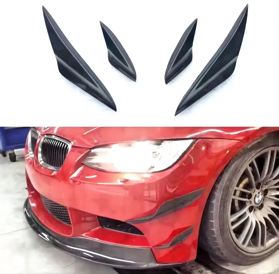 4 Pcs Carbon Fiber Front Bumper Side Trim Canards Fins Shark Sticker G Style Car Accessories For BMW 3 Series E92 E93 M3 08-13