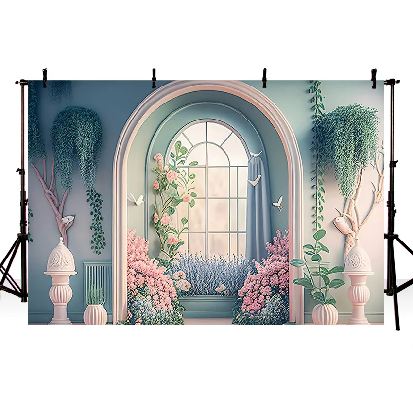 Mehofond Photography Background Bridal Shower Wedding Party Flower Arch Door Window Backdrop Fresh Mariage Ceremony Photo Studio