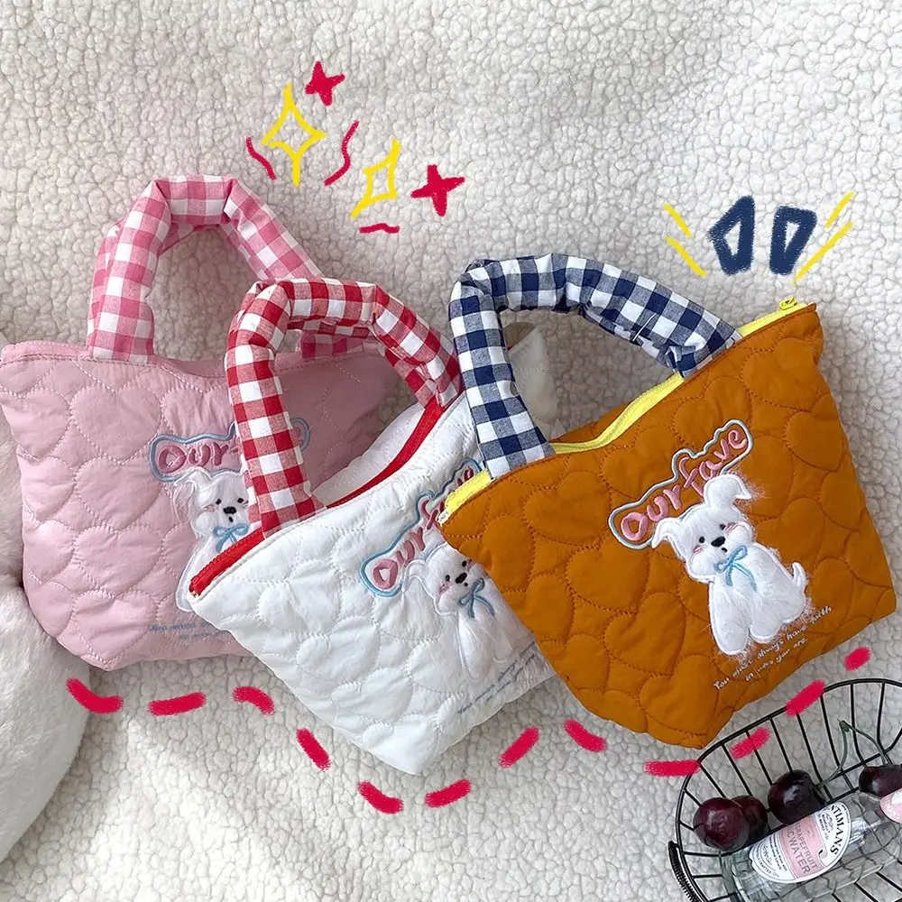 Cute Korean Style Cloud Bubble Handbag Puffy Casual Puppy Dog Cloud Bag Tote Bags Zipper Quilted Clutch Bag Lady