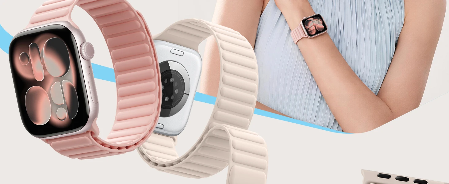 Magnetisches Gliederarmband für Apple Watch Ultra 3 2 Band 49 46 45 44 42 41 mm Silikon Sport iWatch Serie 11/10/9/8/7/6/SE 3 Armband – Detail 2