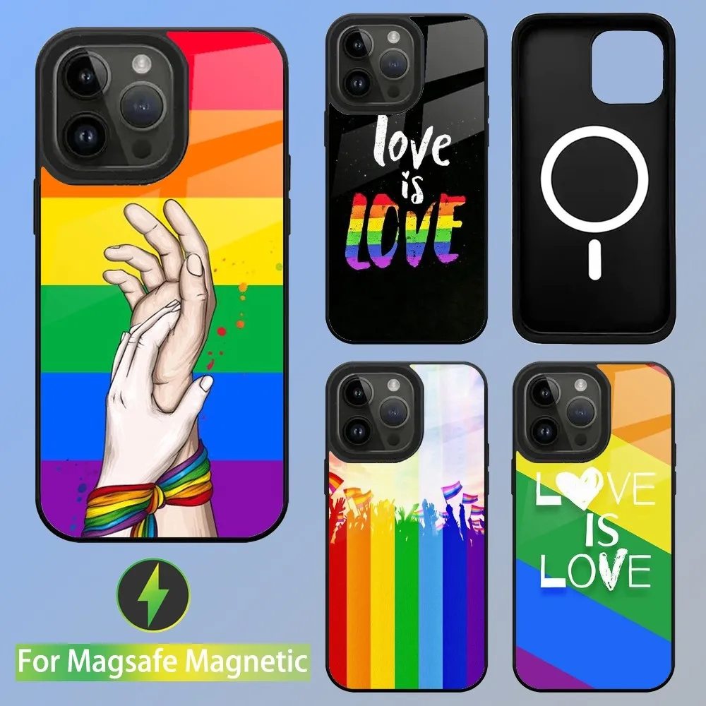 

Love Is Love LGBT Rainbow Phone Case For iPhone 15,14,13,12,11,Plus,Pro,Max Mini Magsafe Magnetic Wireless Charging