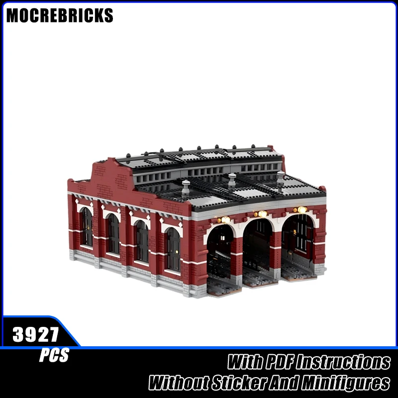 

MOC City Railway Circular Building Freight Station Train Track Building Blocks Model Bricks Boy Toys Xmas Gift