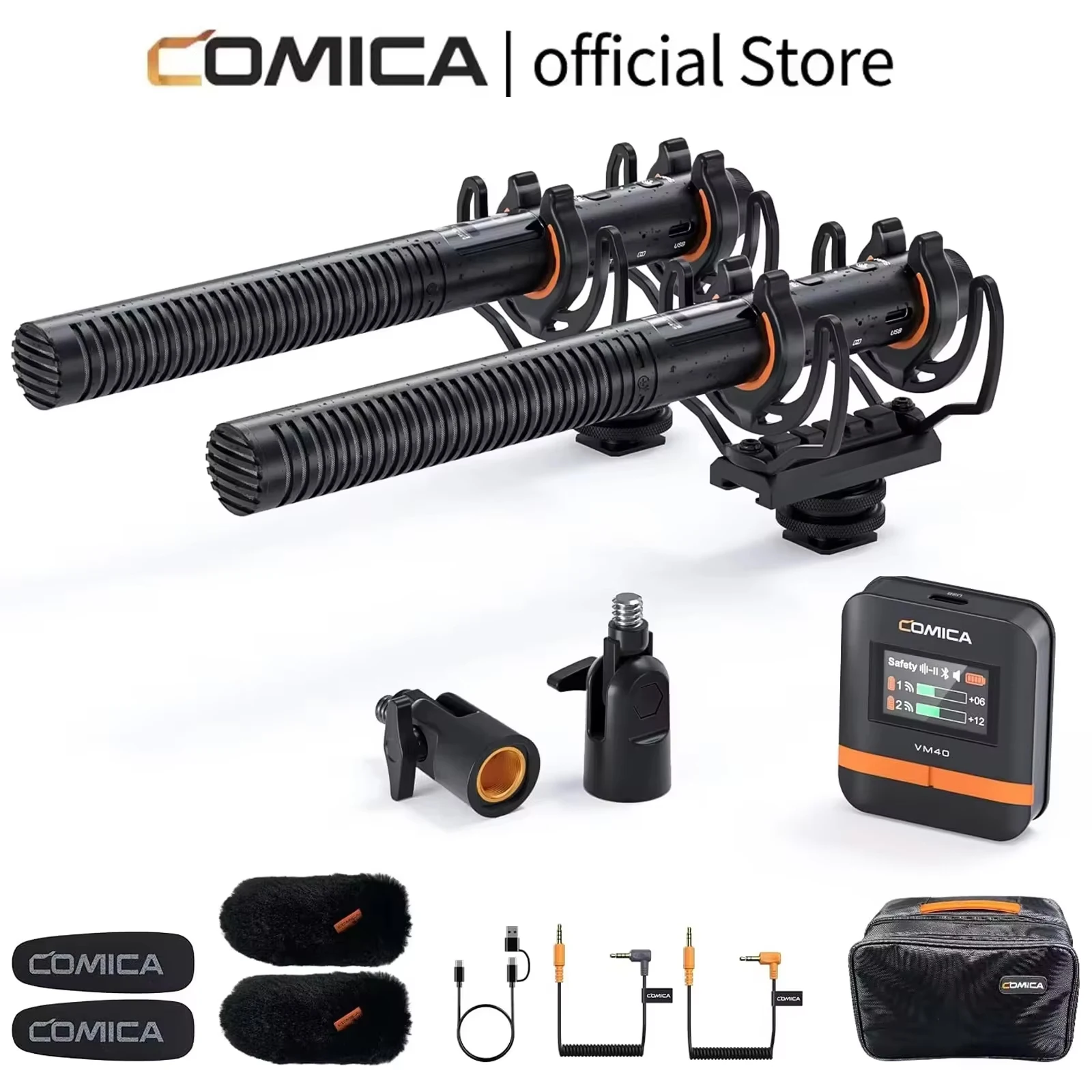 Image of COMICA VM40 2.4G Supernieren-Dual-Kanal-Funkmikrofon mit kabelgebundenem und kabellosem Dual-Modus für Kamera/Smartphone/PC