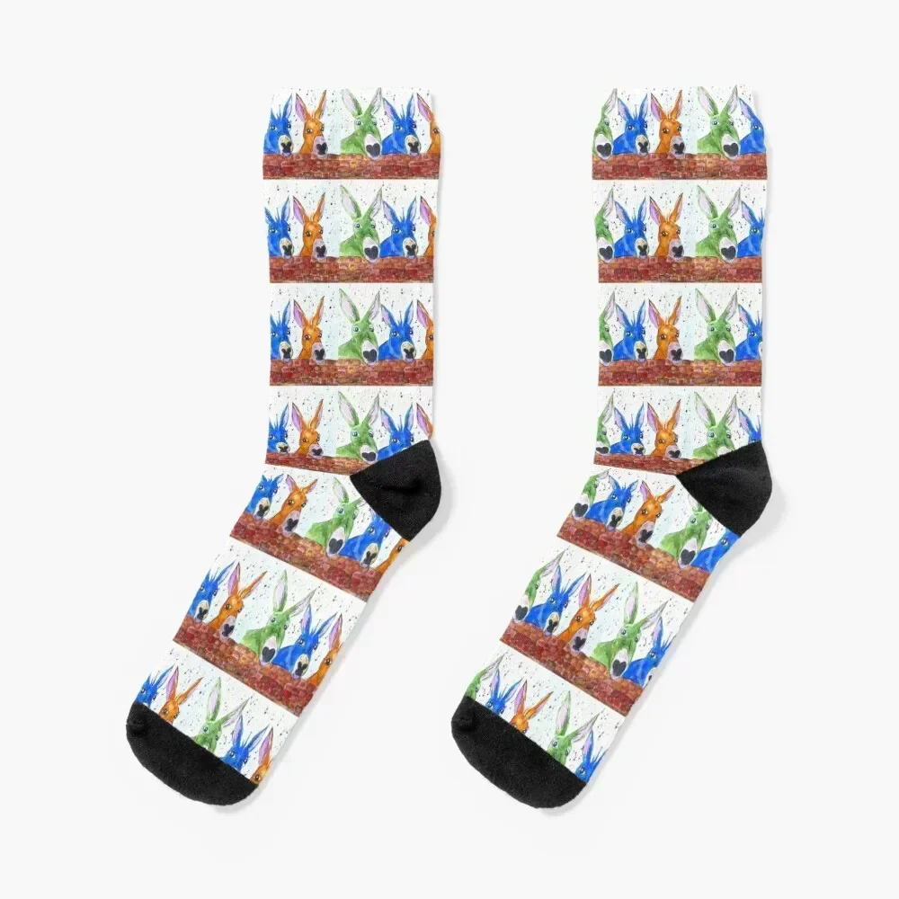 

Three Quirky Colourful Donkeys Socks anime sports stockings Socks Woman Men's