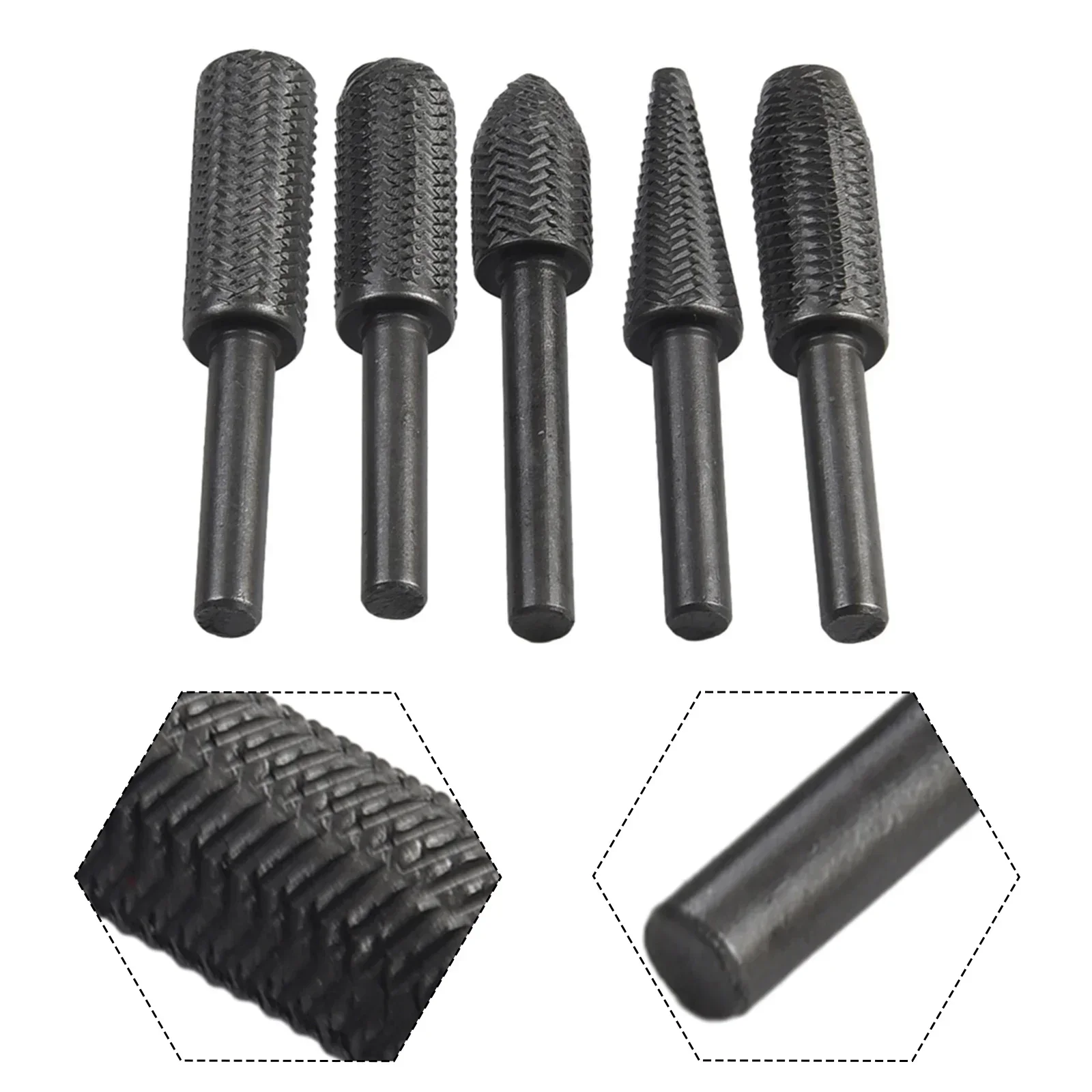 5Pcs Set Rotary Rasp File Steel File Router Grinding Burr 6mm Shank Grinding Tool Metal Derusting Deburring And Reaming