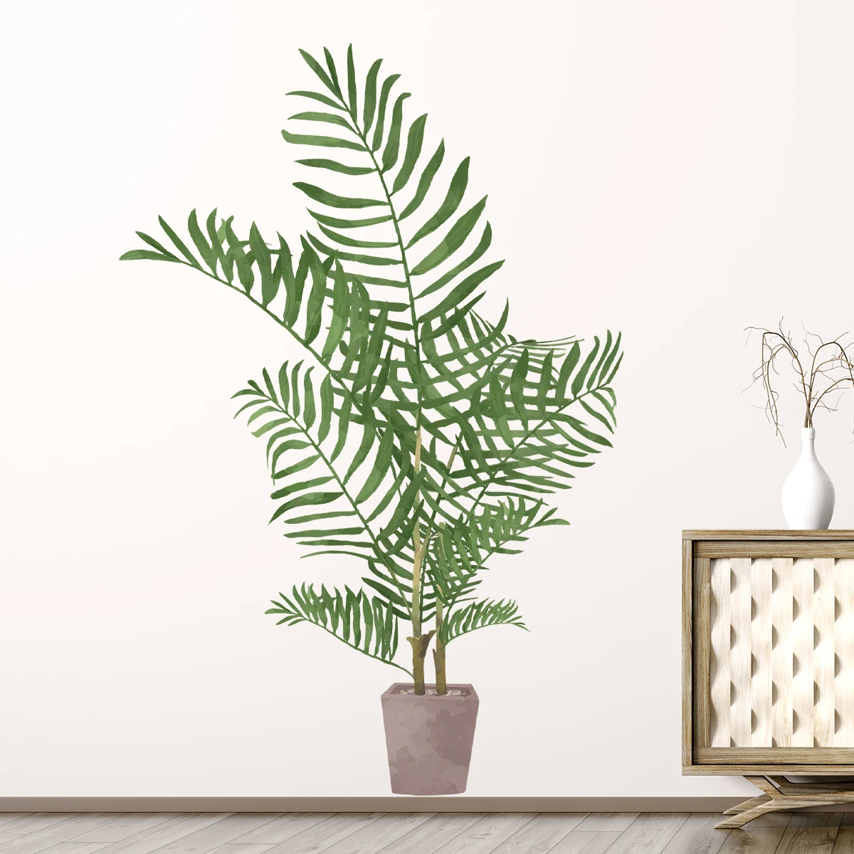 1pc Realistic Watercolor Green Plant Potted Wall Stickers for Living Room Decor Children Room Home Decoration Wall  Decals view 2