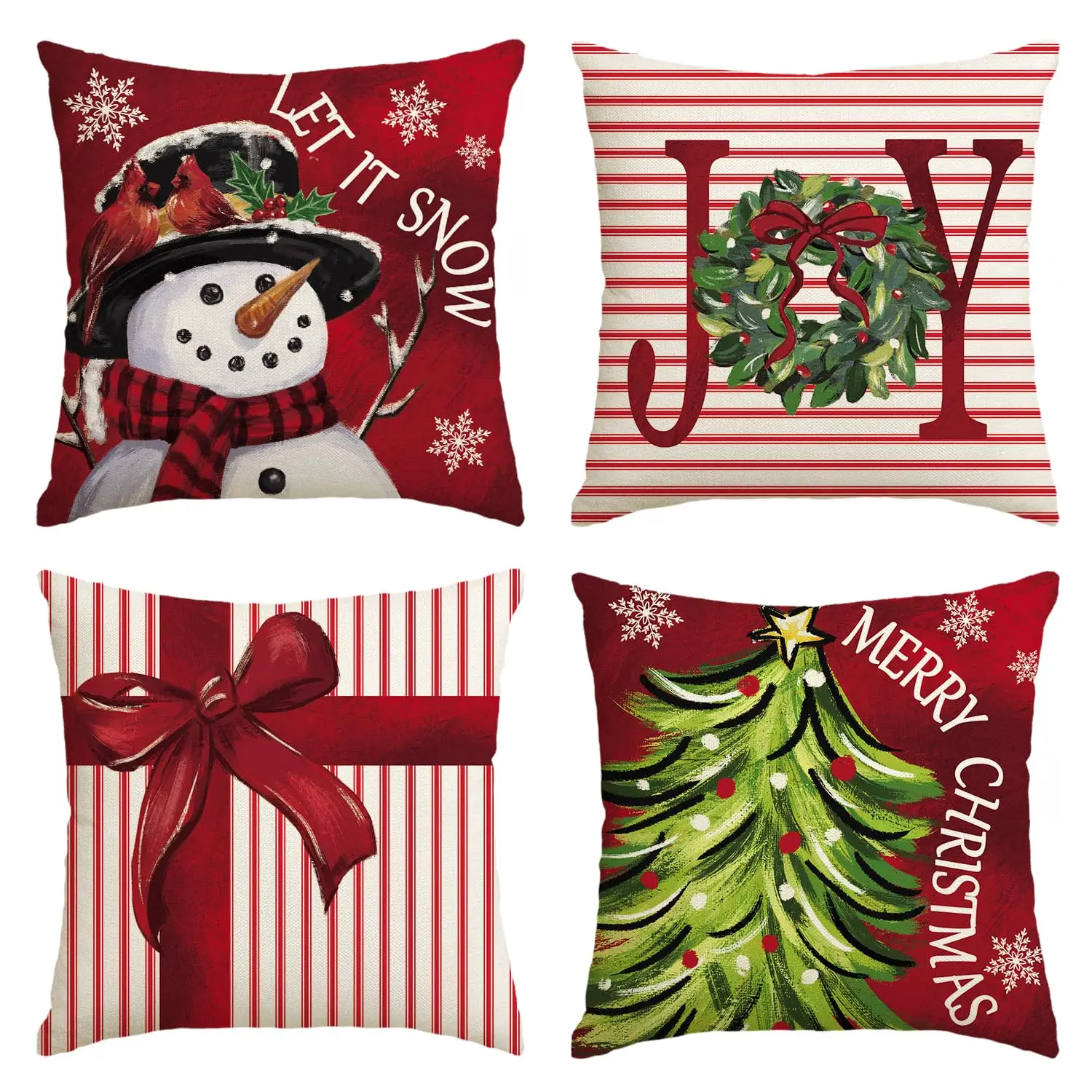 

Cloududa Merry Christmas 4pcs Throw Pillow Covers 18 X 18 In Xmas Decoration For Sofa Couch Without fillers