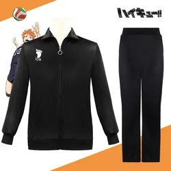 Cosplay Haikyu Jacket Karasuno High School Volleyball Club Black Sportswear Uniform Anime Cos Costumes Coat Top XS-3XL