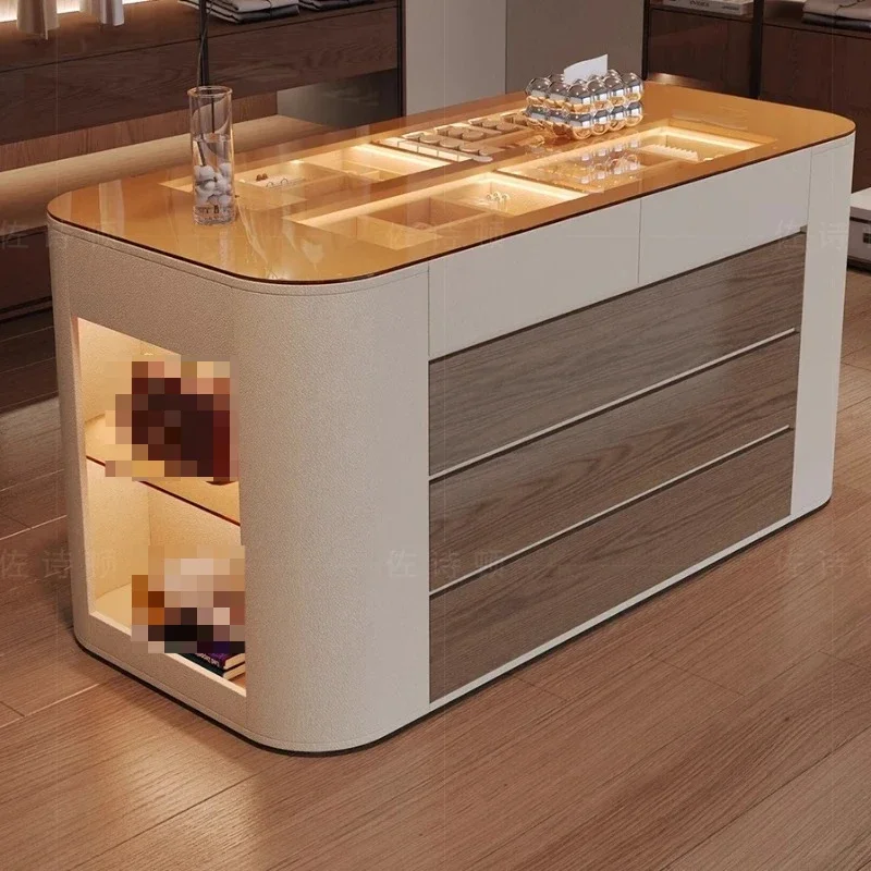 

CL floor jewelry storage cabinet bedroom double-sided storage chest cabinet solid wood jewelry display cabinet