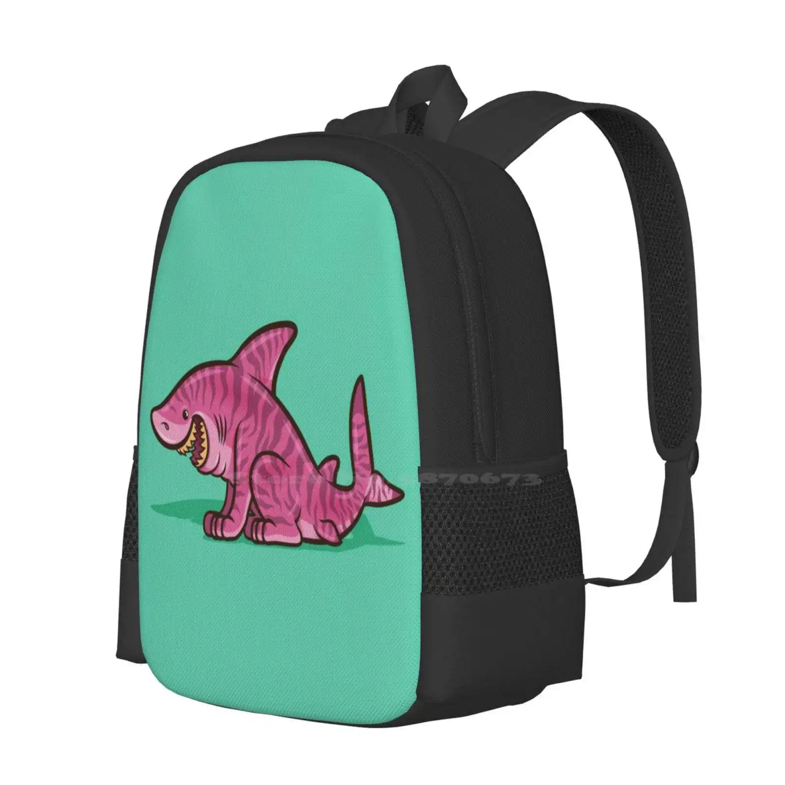 Cheshire Shark Backpack For Student School Laptop Travel Bag Shark Fish Sea Ocean Water Aqua Animal Fin Stripes Gills Legs