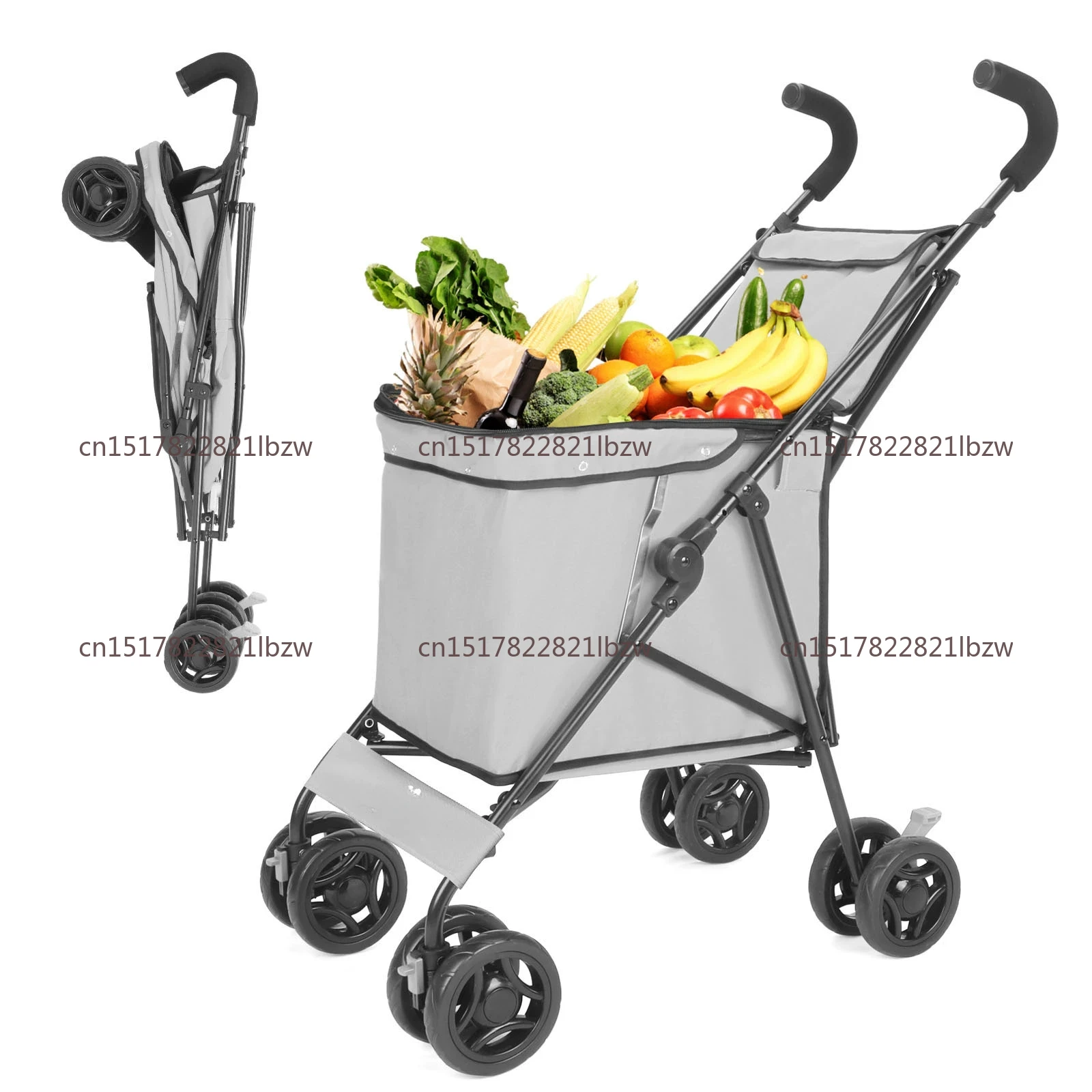 Shopping Cart Light Portable Folding Shopping Cart Trolley Trailer Trolley Camping Stall Pulling Goods Pick Up Express Trolley