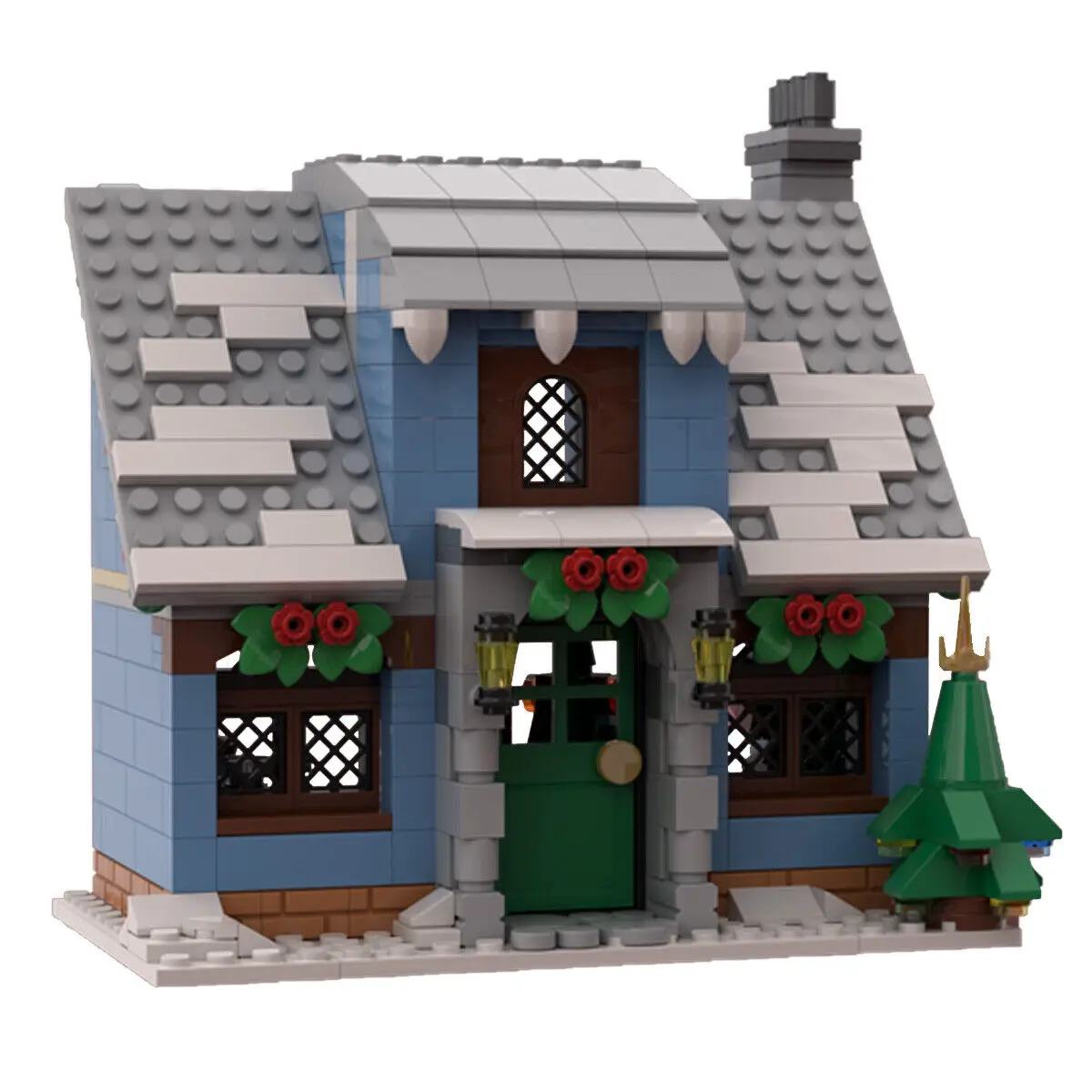 

Winter Village Cottage for Christmas Building Toys Set 594 Pieces MOC Build
