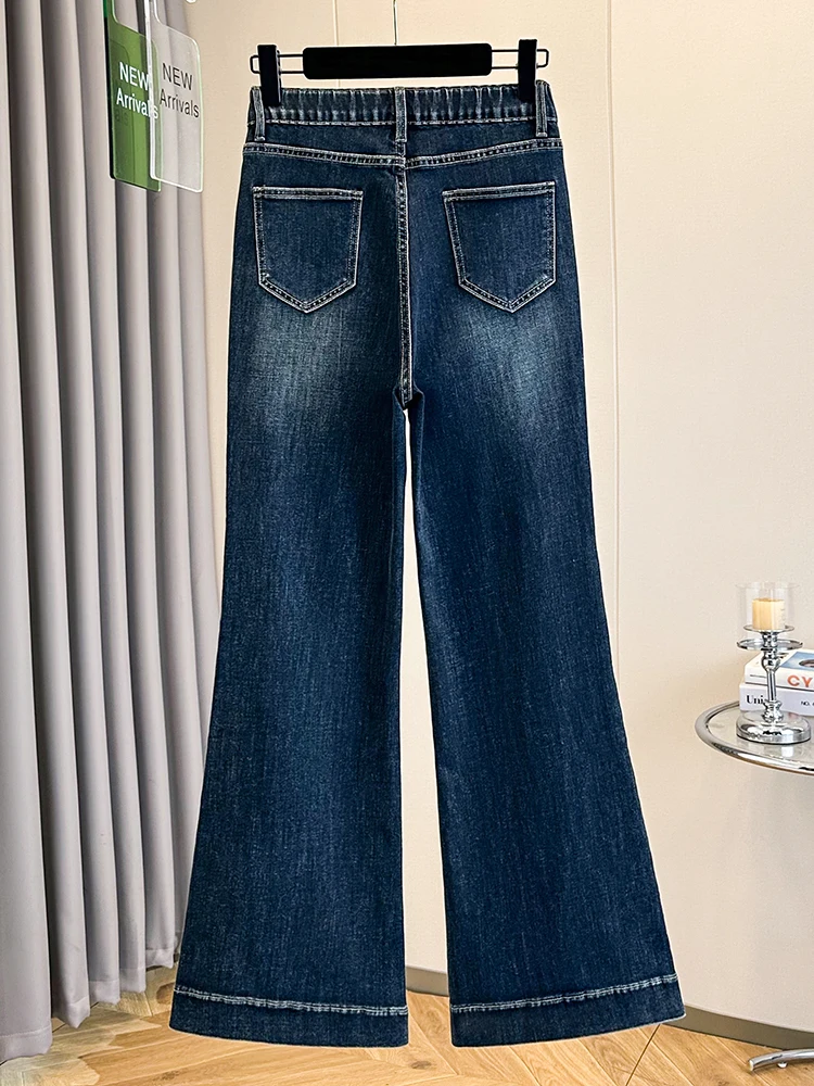 Fall 2026 plus Size High Waist Slim Fit Jeans Casual Style Wide Leg Pants Elastic Micro Flared Trousers Versatile Casual Jeans
