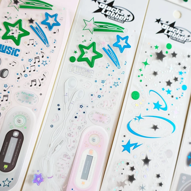 1Pc Vintage Y2K Style Star Disc Sticker Flakes Idol Card Deco Material Scrapbook DIY Diary Decoration Stationery Stickers