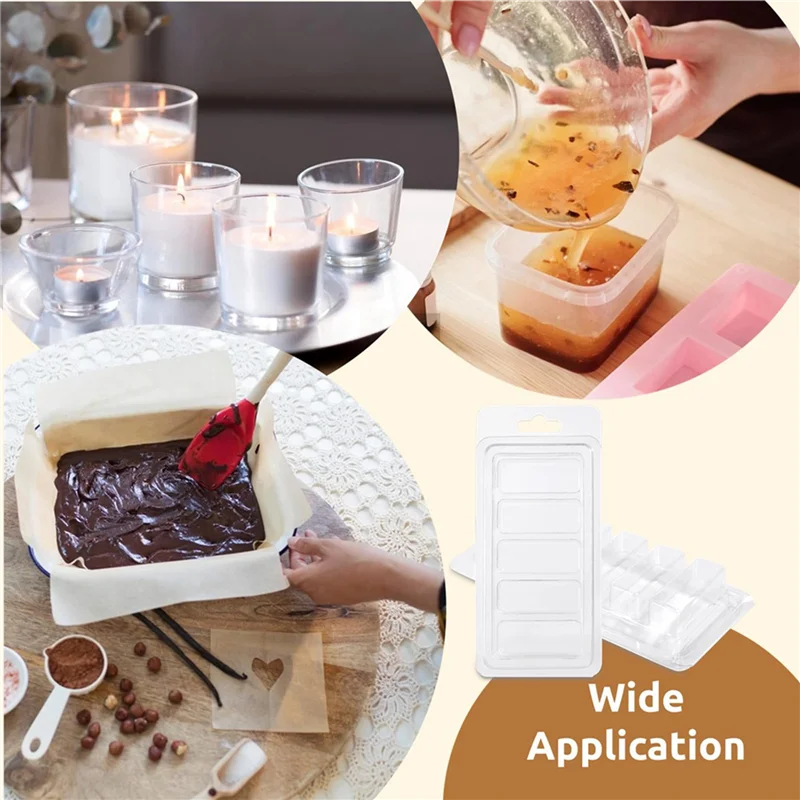 رائجة البيع-150 قطعة حاويات تذوب الشمع ، 5-تجويف قوالب صدفي تذوب الشمع ، قالب ذوبان الشمع البلاستيكي الفارغ لصنع الشموع بنفسك