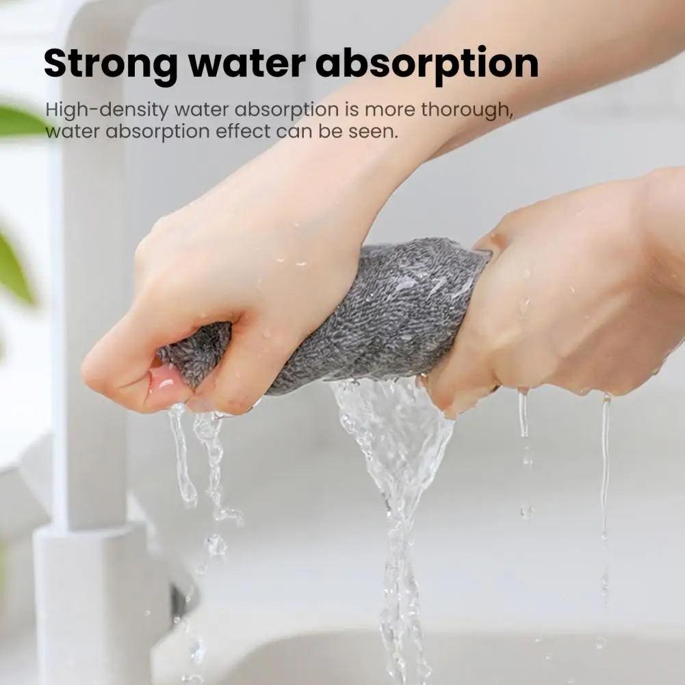 Strong Adsorption Capacity Rags Durable Dish Towels 5-piece Bamboo Fiber Dish Washing Pads Super Absorbent Lint-free Kitchen