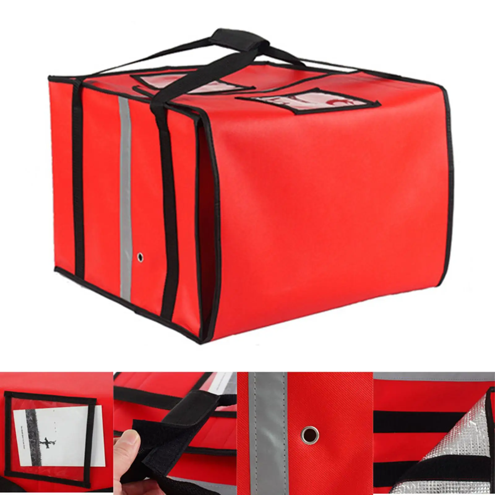 

Develivey Bag Large Capacity Red for Deliveries Grocery Bags Carrier Food Warmer Bag for Commercial Catering Shopping Picnic