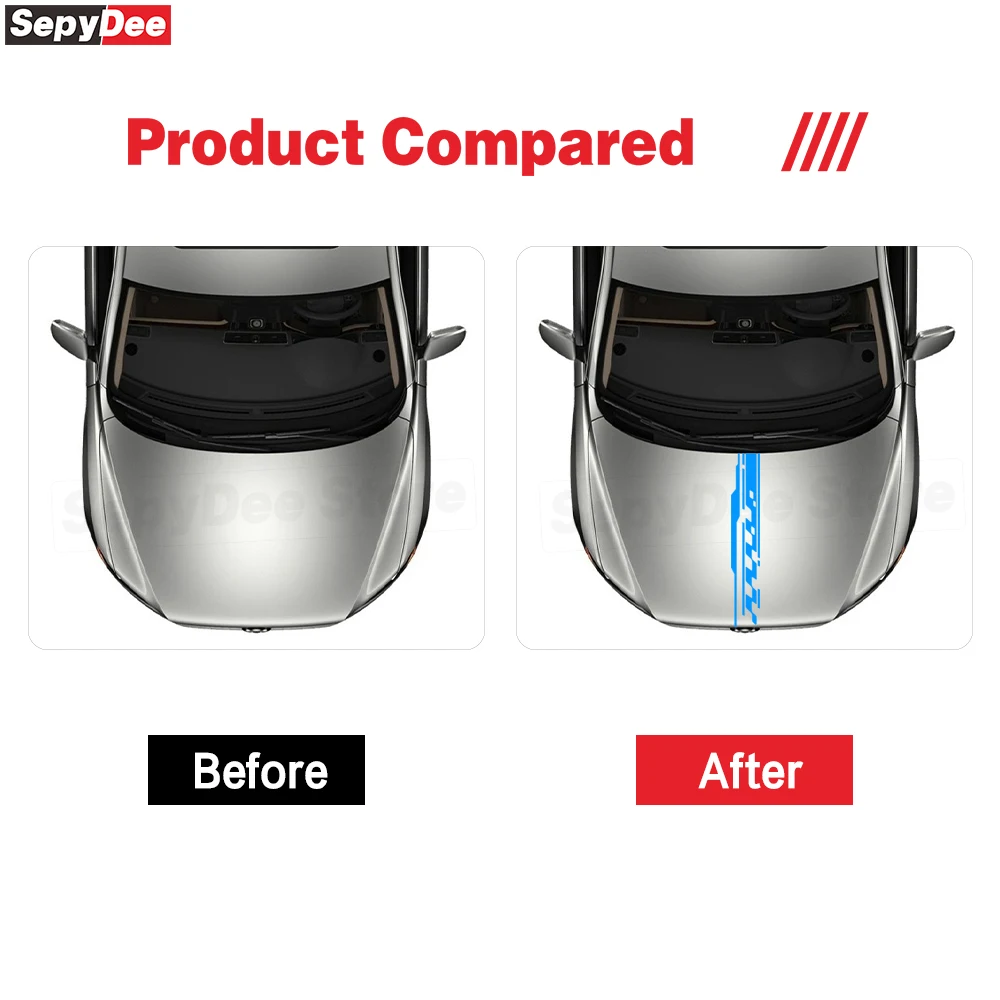 Car Head Engine Cover Sticker Hood Bonnet Creative Lattices Stripe Graphic Vinyl Decals Car Tuning Accessories