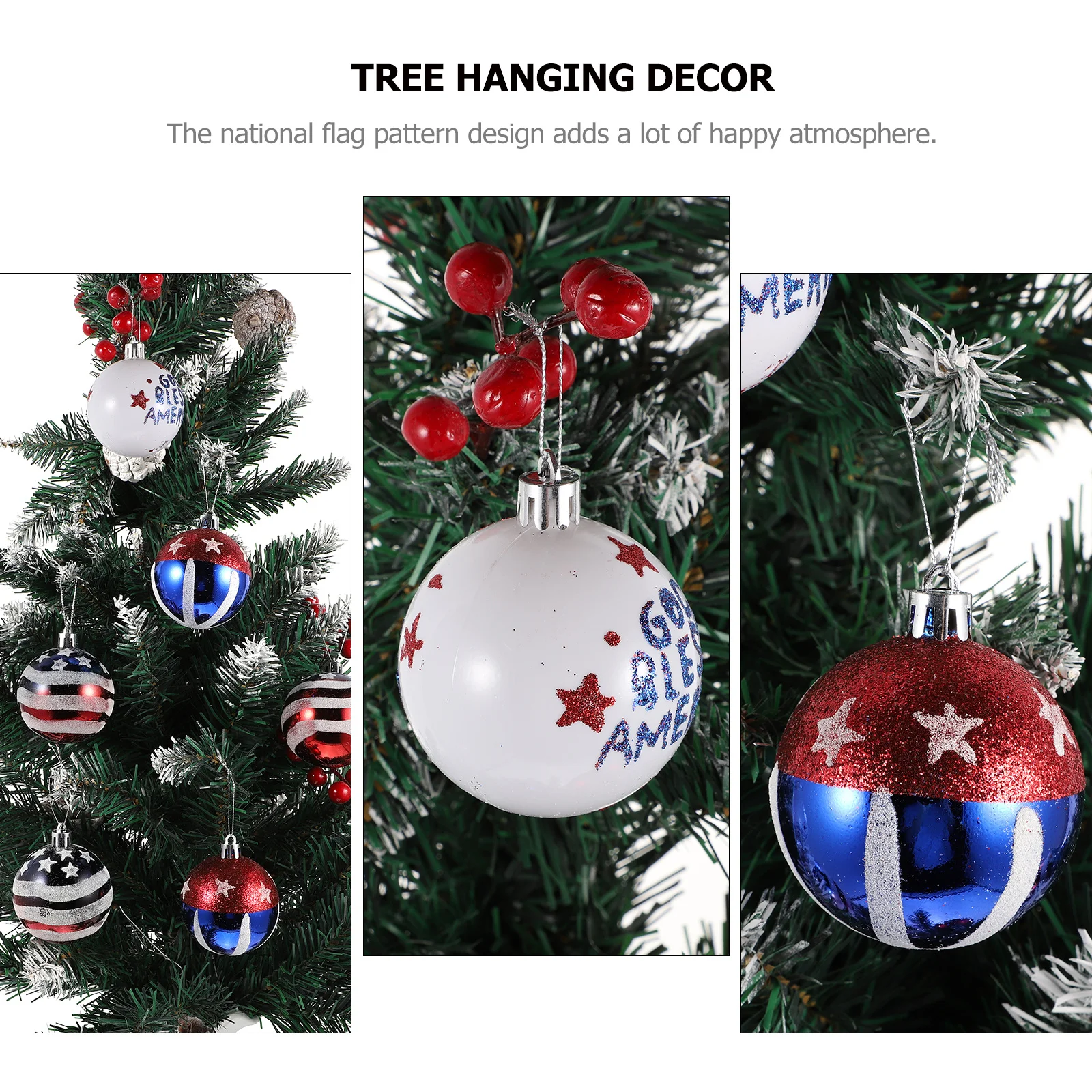 

12Pcs Patriotic Hanging Ornaments American Flag Patterned Balls for 4Th of July Celebration Party Decoration Set Indoor Outdoor
