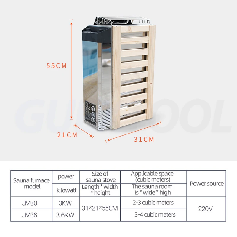 3KW/3.6KW riscaldatore Sauna 220V Sauna generatore di vapore controllo Sauna stufa bagno bagno turco Sauna controllo esterno e interno